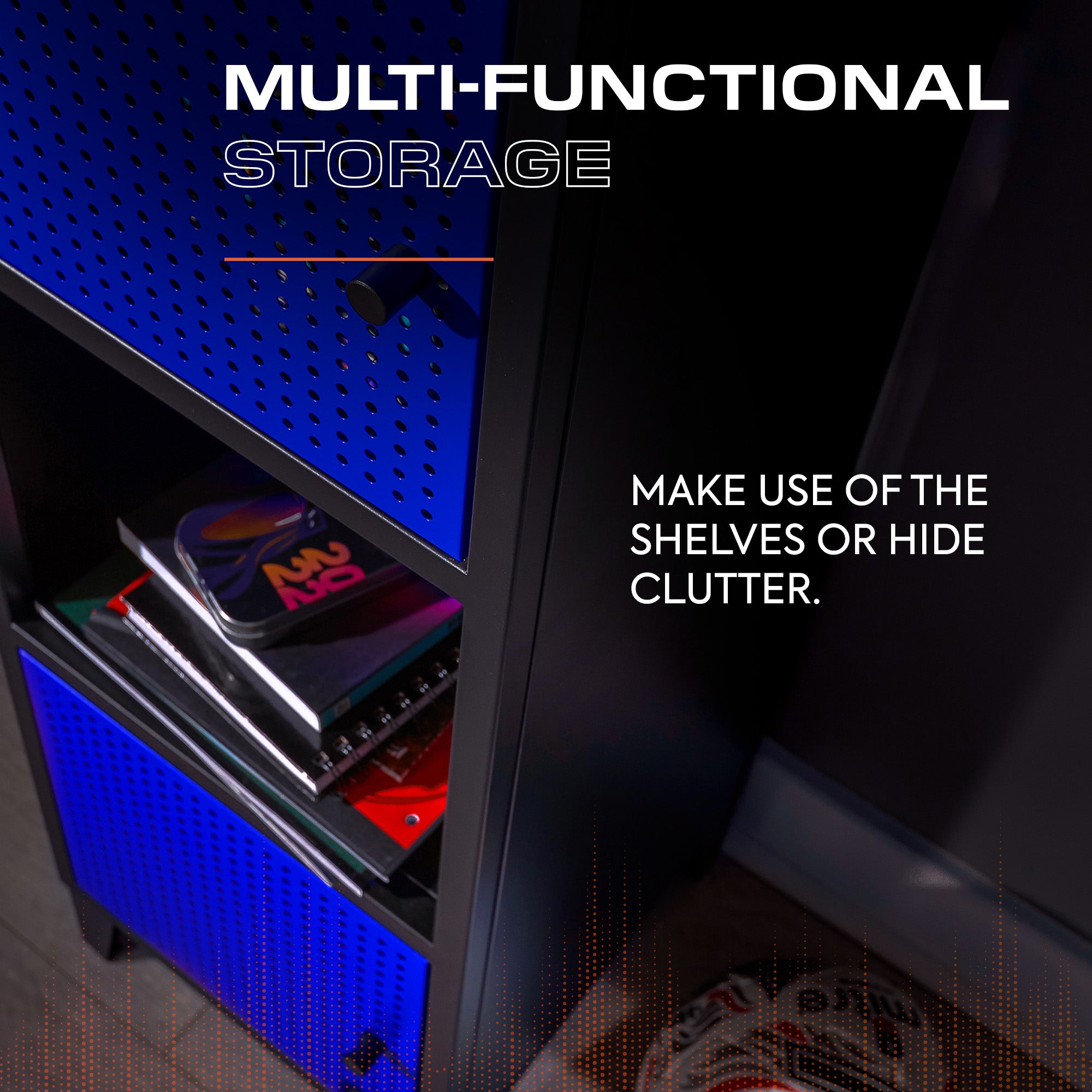 Mesh-Tek Tall 5 Cube Storage Unit - Black / Blue