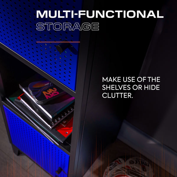 Mesh-Tek Tall 5 Cube Storage Unit - Black / Blue