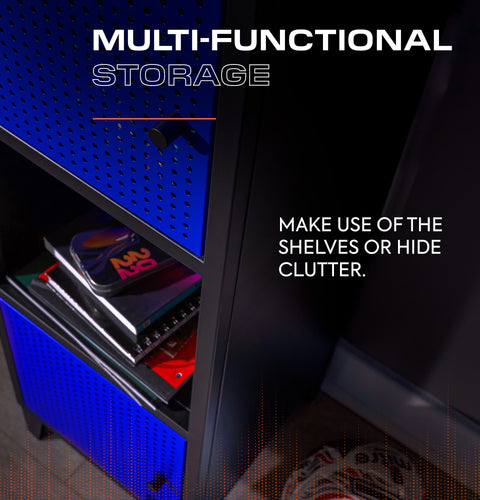 Mesh-Tek Tall 5 Cube Storage Unit - Black / Blue
