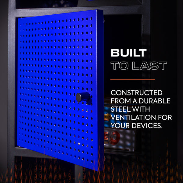Mesh-Tek Tall 5 Cube Storage Unit - Black / Blue