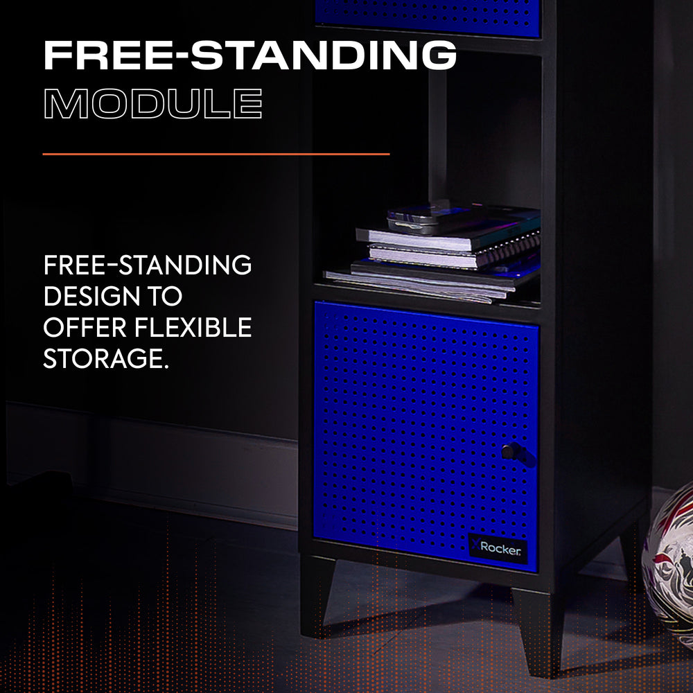 Blue Cube Rocker Gaming Furniture | X Rocker Mesh-Tek 4 Cube Storage Cabinet Black/Blue