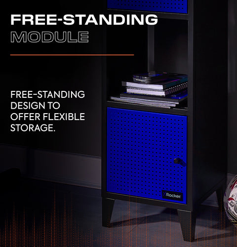 Mesh-Tek Tall 5 Cube Storage Unit - Black / Blue