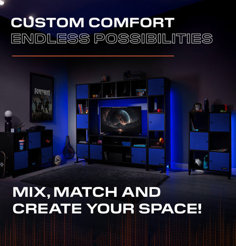 Mesh-Tek Tall 5 Cube Storage Unit - Black / Blue