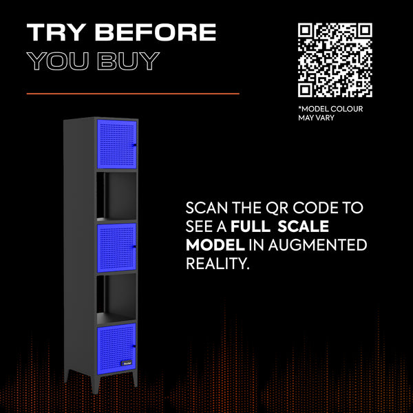 Mesh-Tek Tall 5 Cube Storage Unit - Black / Blue