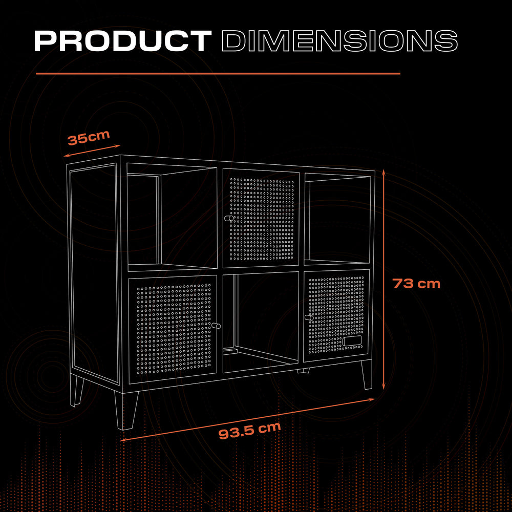 Mesh-Tek Wide 6 Cube Storage Cabinet - Black / Blue