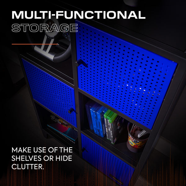 Mesh-Tek Tall 6 Cube Storage Unit - Black / Blue