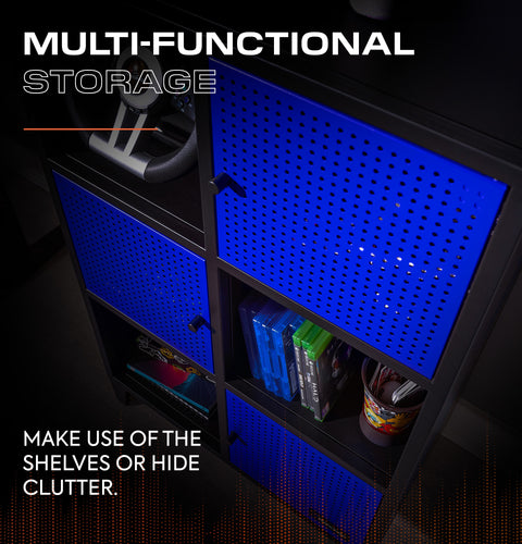 Mesh-Tek Tall 6 Cube Storage Unit - Black / Blue