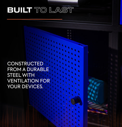 Mesh-Tek Tall 6 Cube Storage Unit - Black / Blue