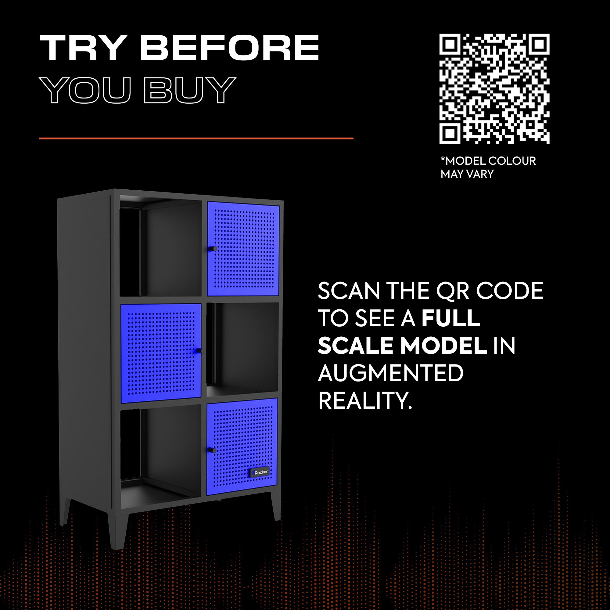 Mesh-Tek Tall 6 Cube Storage Unit - Black / Blue