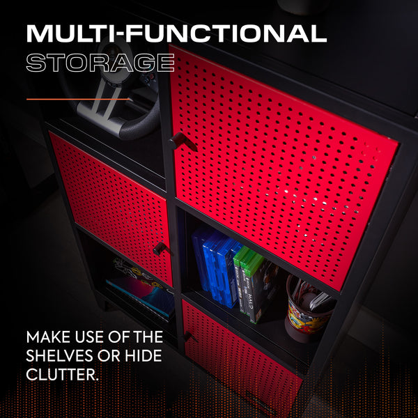 Mesh-Tek Tall 6 Cube Storage Unit - Black / Red