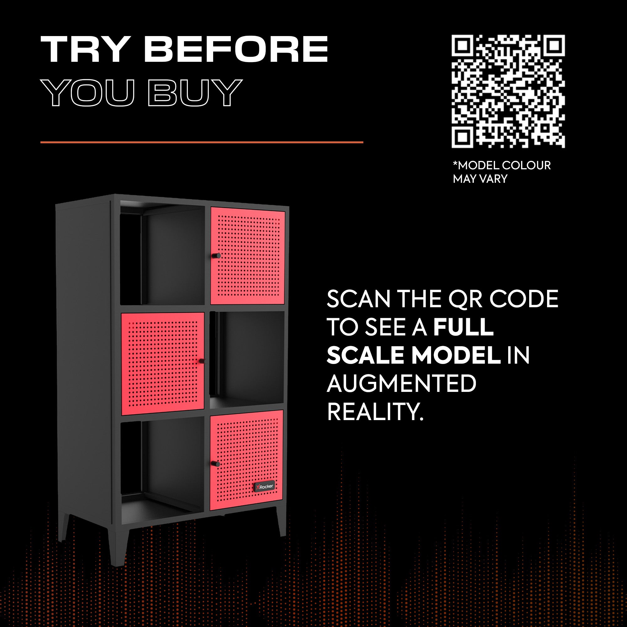 Mesh-Tek Tall 6 Cube Storage Unit - Black / Red