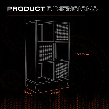 Mesh-Tek Tall 6 Cube Storage Cabinet - Black / Red