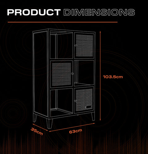 Mesh-Tek Tall 6 Cube Storage Unit - Black / Red