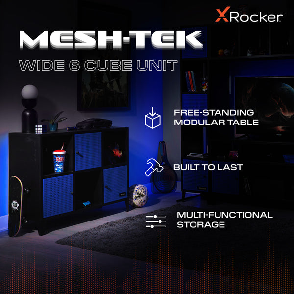 Mesh-Tek Wide 6 Cube Storage Unit - Black / Blue