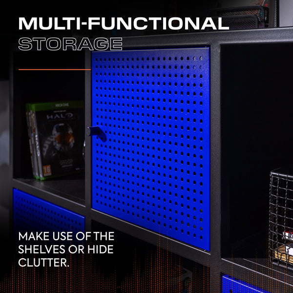 Mesh-Tek Wide 6 Cube Storage Unit - Black / Blue