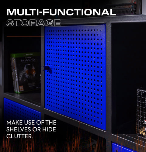 Mesh-Tek Wide 6 Cube Storage Unit - Black / Blue