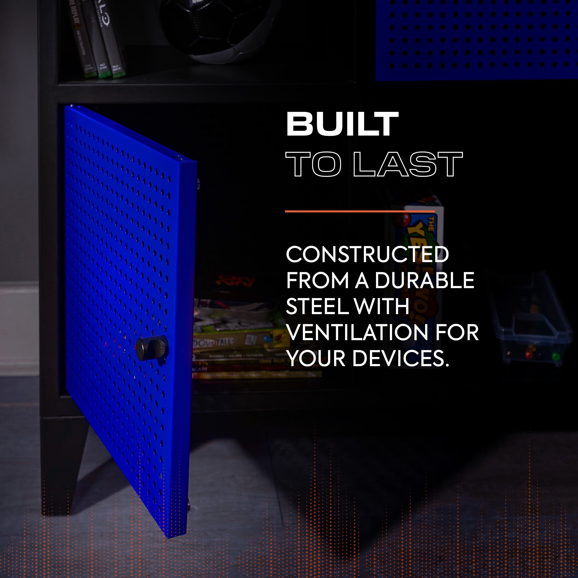 Mesh-Tek Wide 6 Cube Storage Unit - Black / Blue