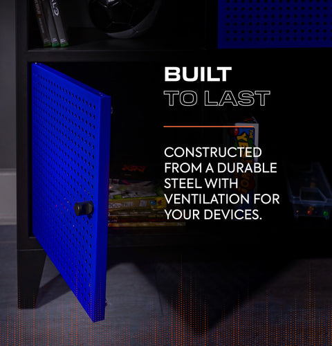 Mesh-Tek Wide 6 Cube Storage Unit - Black / Blue