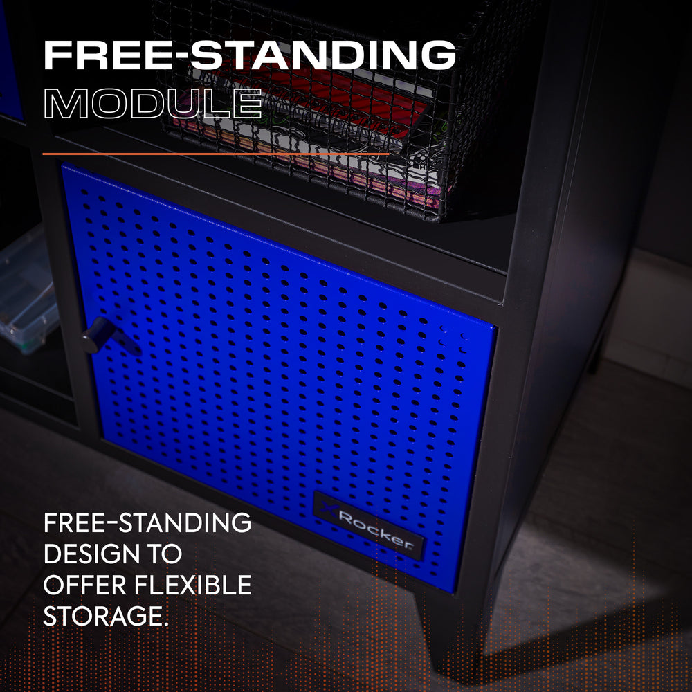 Mesh-Tek Wide 6 Cube Storage Cabinet - Black / Blue