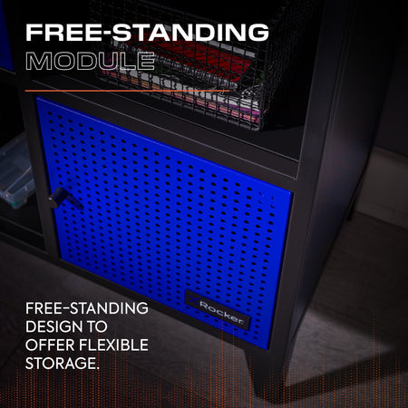 Mesh-Tek Wide 6 Cube Storage Cabinet - Black / Blue