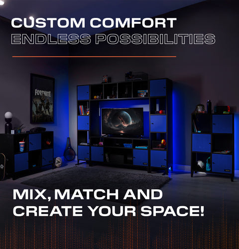 Mesh-Tek Wide 6 Cube Storage Unit - Black / Blue