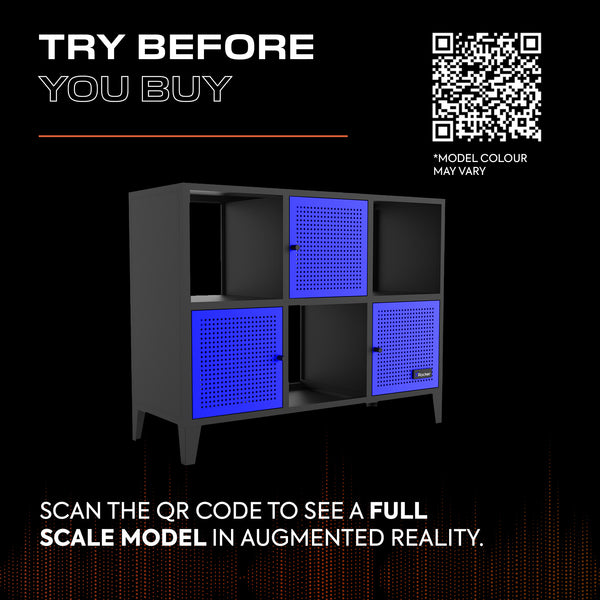 Mesh-Tek Wide 6 Cube Storage Unit - Black / Blue