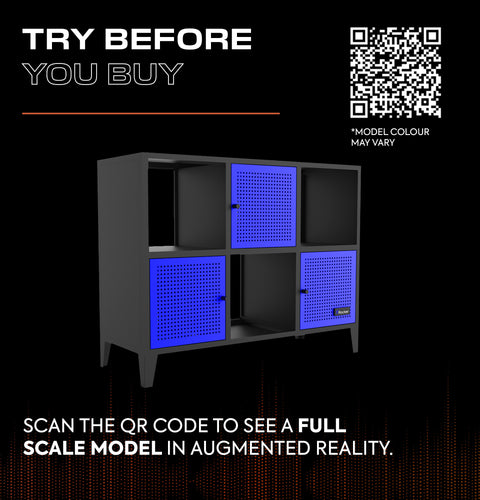 Mesh-Tek Wide 6 Cube Storage Unit - Black / Blue
