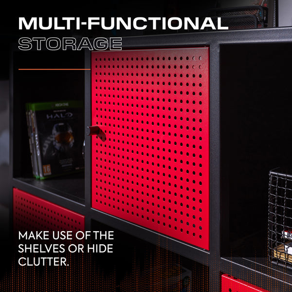 Mesh-Tek Wide 6 Cube Storage Unit - Black / Red