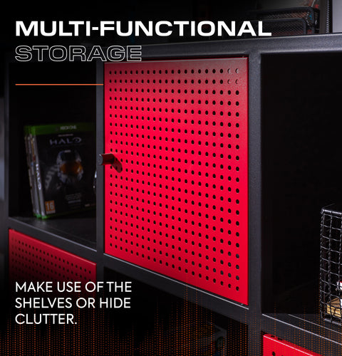 Mesh-Tek Wide 6 Cube Storage Unit - Black / Red