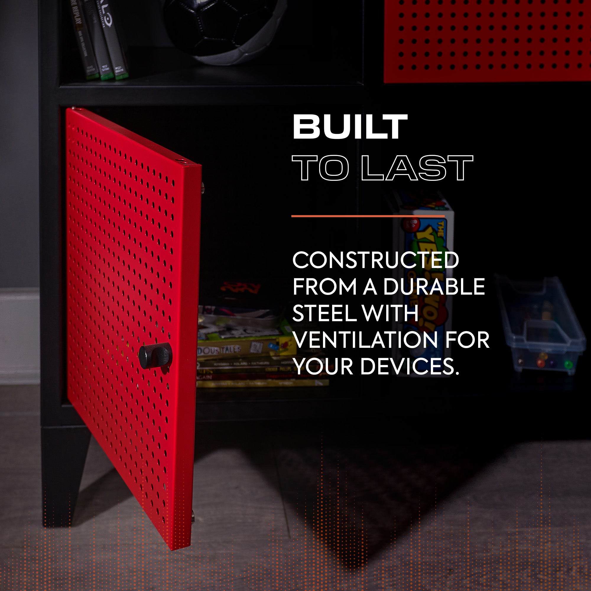 Mesh-Tek Wide 6 Cube Storage Unit - Black / Red