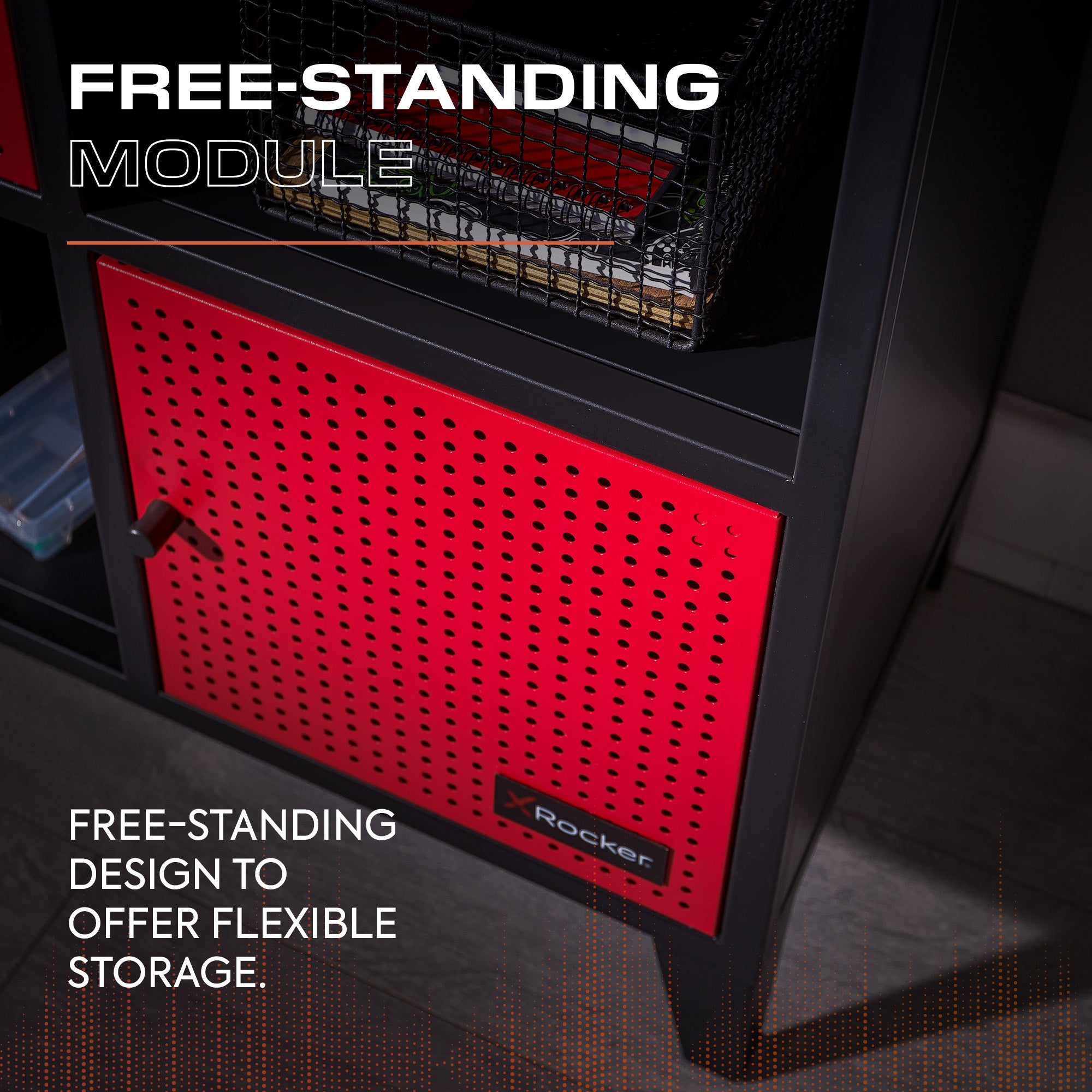 Mesh-Tek Wide 6 Cube Storage Unit - Black / Red