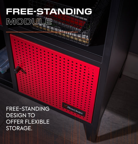 Mesh-Tek Wide 6 Cube Storage Unit - Black / Red