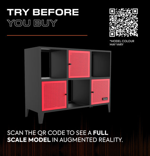 Mesh-Tek Wide 6 Cube Storage Unit - Black / Red