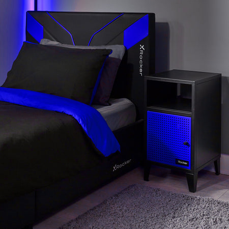 Mesh-Tek Bedside Table Storage Cabinet - Black / Blue