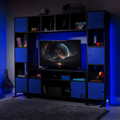 Mesh-Tek Large Entertainment Centre TV Storage Unit - Black / Blue