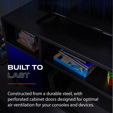 Mesh-Tek Media TV Unit with Storage - Black / Blue