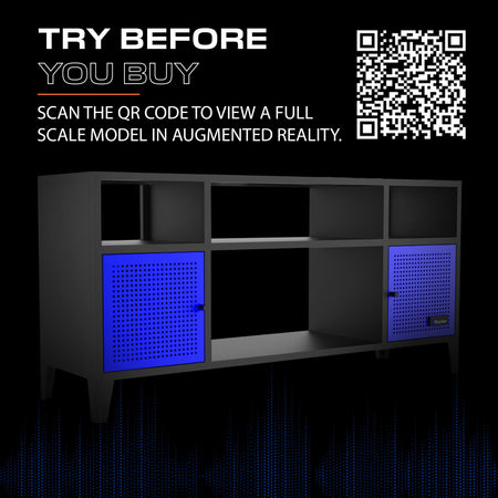 Mesh-Tek Media TV Unit with Storage - Black / Blue