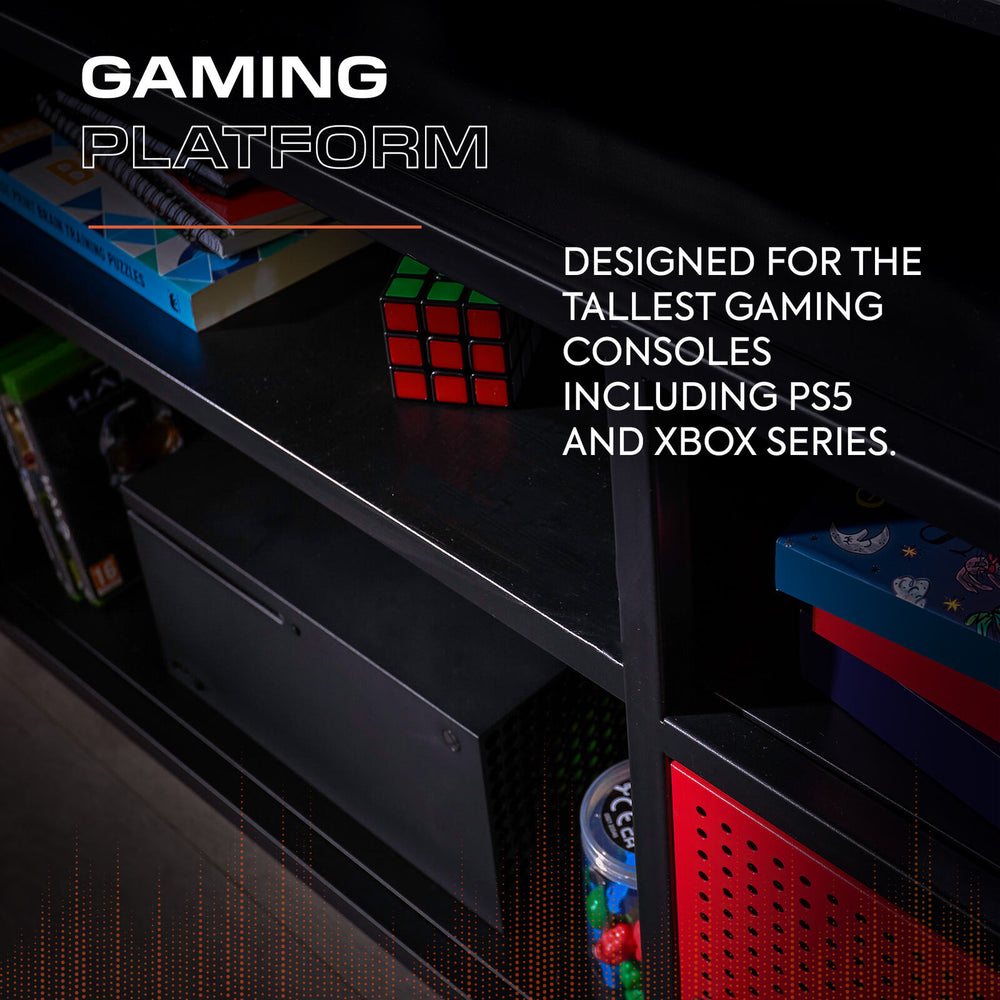 X Rocker Unit Gaming Furniture | X Rocker Mesh-Tek TV Media Unit - Black / Red