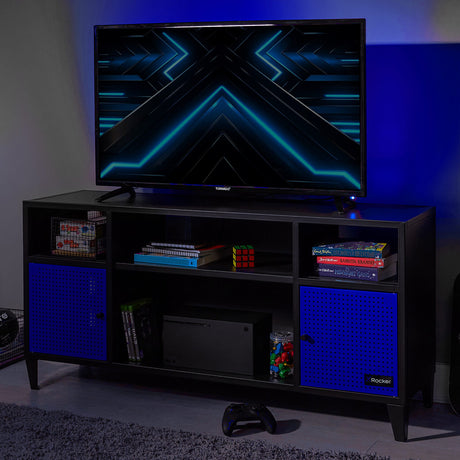 Mesh-Tek Media TV Unit with Storage - Black / Blue