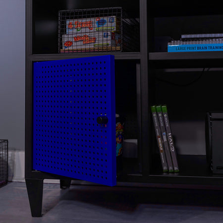 Mesh-Tek Media TV Unit with Storage - Black / Blue