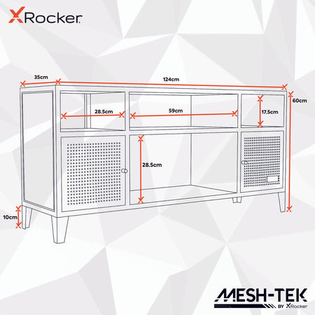 Mesh-Tek Media TV Unit with Storage - Black / Blue