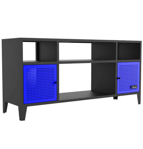 Mesh-Tek Large Entertainment Centre TV Storage Unit - Black / Blue
