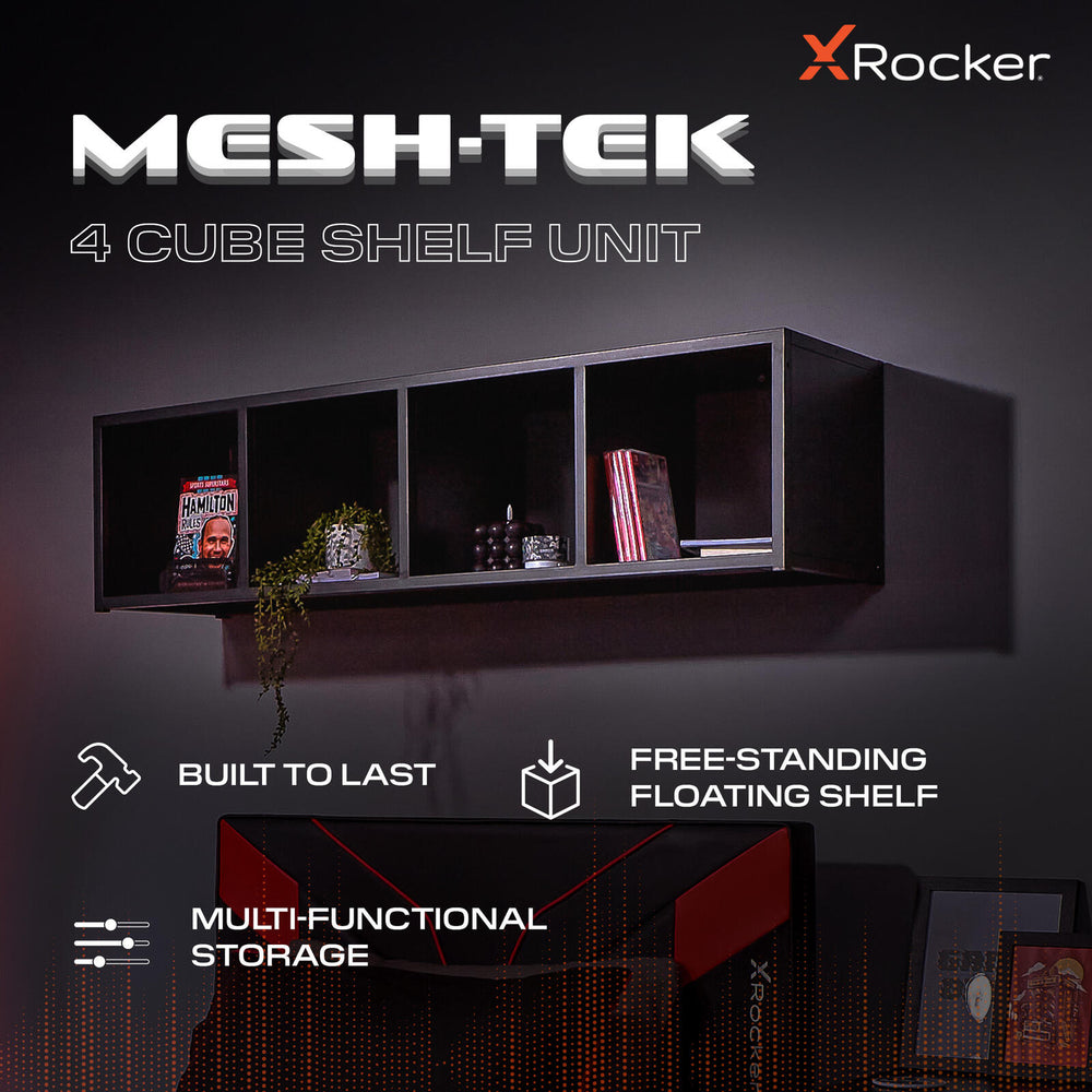 Mesh-Tek 4 Cube Floating Wall Shelving Unit - Black