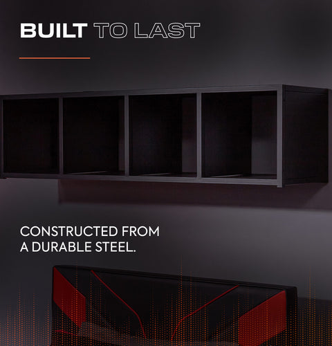 Mesh-Tek 4 Cube Floating or Standing Shelf Unit - Black / Red