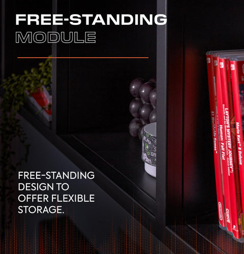 Mesh-Tek 4 Cube Floating or Standing Shelf Unit - Black / Red