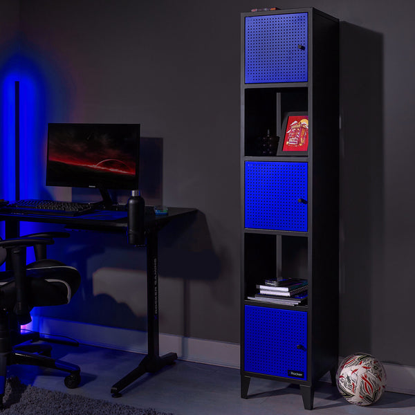 Mesh-Tek Tall 5 Cube Storage Unit - Black / Blue