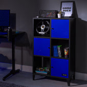 Mesh-Tek Tall 6 Cube Storage Cabinet - Black / Blue