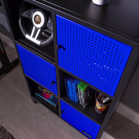 Mesh-Tek Tall 6 Cube Storage Cabinet - Black / Blue