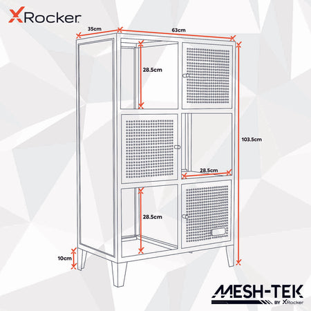 Mesh-Tek Tall 6 Cube Storage Cabinet - Black / Blue