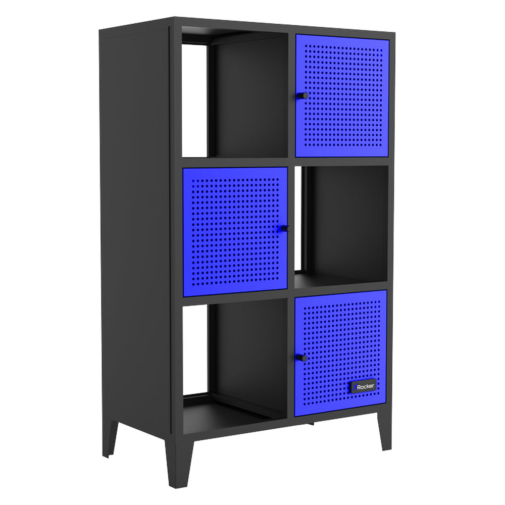 Mesh-Tek Tall 6 Cube Storage Cabinet - Black / Blue